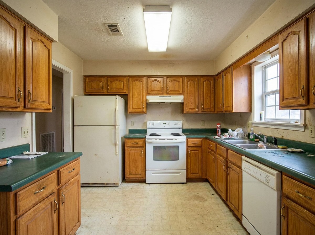 A dated kitchen photographed before the Boaz AI redesign.